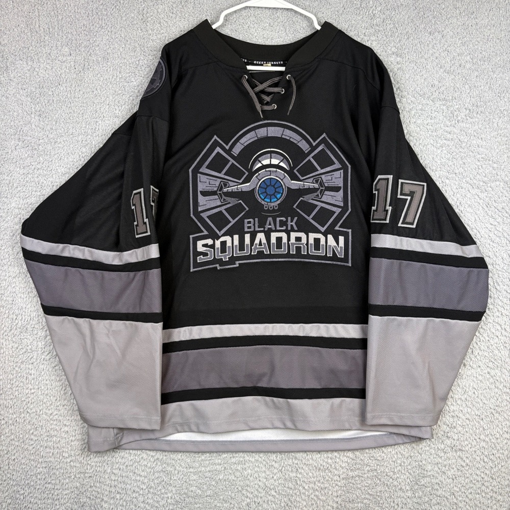 Geeky Jerseys Hockey Jersey Mens Large Black Squadron Star Wars TIE Fighter Wade
